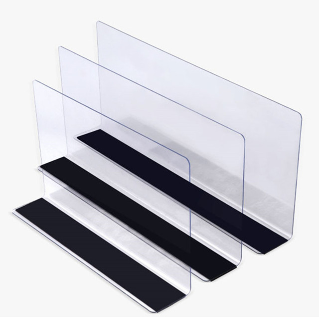 Supermarket Acrylic Label Holders Magnetic L Shape PVC Shelf Divider