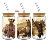 Una Gran Cantidad de Diseños se Pueden Personalizar, Envolturas para Vasos UV DTF de 16 oz, Pegatinas para Vasos con Diseños de Programas de Televisión, Pegatinas de Transferencia para Vidrio
