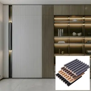 建築材料インテリア装飾的な固体木製壁3 Dパネル室内装飾用スラットウォールクラッディングMDF素材