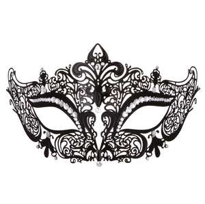 Maschere in maschera veneziana di Halloween in metallo per donne lucide con strass Eye Ball maschere di carnevale con pizzo nero per feste - Product Image 2