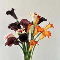 L-R205 Promotion Fleur Artificielle Calla Lily Bourgogne en PU Effet Naturel de Haute Qualité pour Décoration de Table Maison, Mariage, Fête et Bouquet de Mariée
