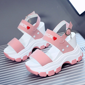 Stock Fashion Casual Sneakers Black Wedge High Heels Sandals Platform Shoes for Women and Ladies - Product Image 6