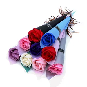 Rosa de jabón Artificial para regalo de San Valentín, flor de jabón colorida, romántica, novedad
