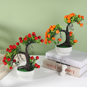 Bonsái de Frutas Artificiales Qi Xing de 28 cm, Plástico Duradero, Decoración de Interiores, para Bodas - Product Image 1