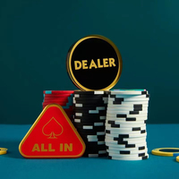 Texas Hold'em Poker Game Dealer/Tous les jetons Grande taille 43mm Plaque de siège en acrylique Logo personnalisé en métal pour adultes Casino Entertainment
