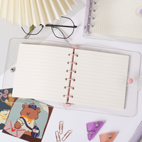 Planificateur hebdomadaire de reliure à 6 anneaux en PVC transparent-Organisateur de feuilles mobiles réutilisable pour bureau/école avec fermeture à bouton-poussoir