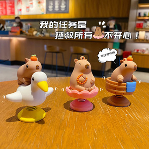Ornement de bureau Ruijie Capybara Duck Shaking, mouvement à ressort, décoration de salon, cadeau d'anniversaire pour enfants de 8 à 12 ans - Product Image 3