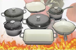 Ensemble de casseroles de cuisine de haute qualité en <span class=keywords><strong>fonte</strong></span> émaillée antiadhésive Casserole poêle à frire Batterie de cuisine - Product Image 3