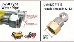 فوهة تنظيف المجاري من الفولاذ المقاوم للصدأ، طقم فوهات نفث المجاري، فوهة تنظيف صحية - Product Image 4