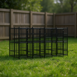 Grand enclos pour chien en acier noir thermolaqué, cage pour animaux de compagnie durable, verrouillable, de forme rectangulaire, style simple - Product Image 2