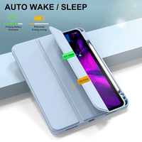 Étui antichoc Ksentry en TPU souple et cuir PU, transparent, anti-rayures, sensation peau de bébé, avec support triple et fonction veille/réveil automatique, pour Pencil
