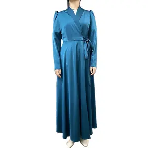 Fashion Muslim Long Sleeve Turn-down Collar Shirt Dress Abaya Islamic Clothing Muslim Dresses Clothes Wholesale