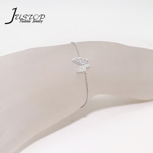 S925 <b>Sterling</b> <b>Silver</b> Gold Plated Butterfly Vintage <b>Charm</b> <b>Bracelet</b> Zircon Stones Adjustable Eco-Friendly Party Gift for Women - Product Image 6