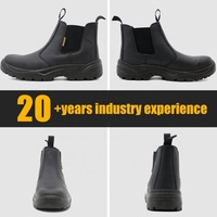 Bottes de sécurité pour hommes sans lacets, sans métal, avec embout composite, anti-perforation, en cuir noir, semelle PU résistante à l'huile et antidérapante