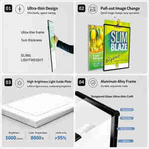 Caja <span class=keywords><strong>de</strong></span> Luz LED Rectangular Ultrafina con Marco <span class=keywords><strong>de</strong></span> Aleación <span class=keywords><strong>de</strong></span> Aluminio, Letrero Luminoso <span class=keywords><strong>de</strong></span> Pared, Cartel <span class=keywords><strong>de</strong></span> Vidrio Templado para Menús - Product Image 6