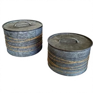 Amson Brass Galvanized Steel Coffee Tea Sugar Canister Set Iron Lid Tinplate Modern Design Freshness Preservation Home <b>Storage</b> - Product Image 1