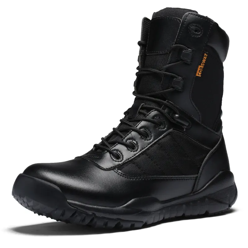 Botas de Combate Botas Tactical Combat Boots Jungle Black Leather Tactical Combat Boots for Men Women Sand Black Color