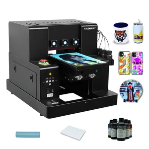 Inkjet Printers Uv Inkt Cmyk + W V Xp600 Uv Printer 360 Graden Roterende Uv Printer Voor Flessen