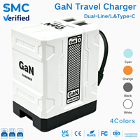 Chargeur mural GaN 20W avec câbles rétractables intégrés Type C et 2.4A, chargeur rapide PD, adaptateur secteur de voyage, directement de l'usine, prêt pour le voyage