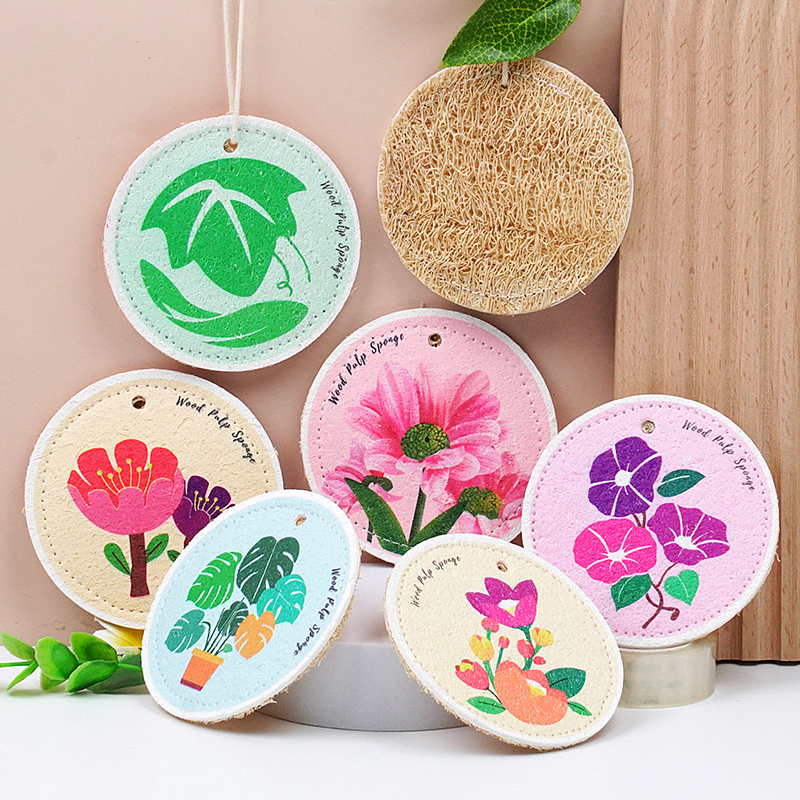 85*85*2cm wood pulp with loofah in bulk