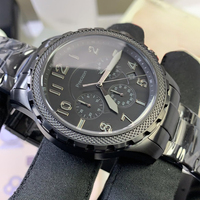 Montre noire pour homme - Cadran en cristal de quartz multifonctionnel avec affichage de la date et aiguilles des heures et des minutes lumineuses et index des heures