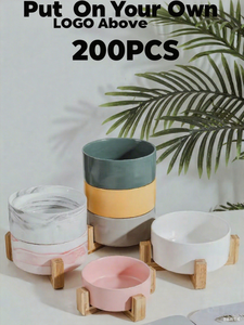 Atacado Eco-Friendly Natural Bambu Madeira Suporte para <span class=keywords><strong>Pet</strong></span> Bowls Alimentadores Custom Logo Design Cerâmica <span class=keywords><strong>Dog</strong></span> <span class=keywords><strong>Bowl</strong></span> Plate <span class=keywords><strong>Pet</strong></span> Supplies - Product Image 2