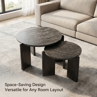 Table basse ronde moderne en MDF effet travertin, format appartement, gain de place, pour salon, vente en gros