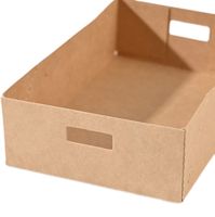 Boîte à repas jetable en papier kraft écologique en forme de bateau pour frites, poulet frit, sushis et aliments pour bébés avec gaufrage