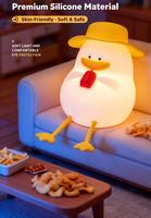 Lampu Malam Silikon Bentuk Bebek Lucu Kontrol Sentuh Pengubah Warna Pengatur Waktu Mati Otomatis Pengisian Daya USB Lampu Kamar Tidur Portabel