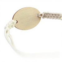 Bracelet en coton couleur bois avec puce RFID et étiquette en bois |   Bracelet de promotion ovale gravé au laser pour contrôle d'accès aux complexes hôteliers