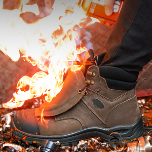 DSF53 Leather <b>Work</b> Boots Brown Waterproof Outdoor All Seasons <b>Men</b> Safety Footwear <b>work</b> <b>shoes</b> - Product Image 1