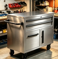 Promotion : Armoire à outils 4 tiroirs en acier inoxydable 430 de 36 pouces, anti-humidité, avec serrure à code antivol, texture métallique, pour garage