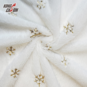 KINGCASON-tela de lana de conejo de piel sintética bordada, <span class=keywords><strong>tejido</strong></span> en escamas blancas, estilo fresco, metálico, para prendas de vestir/estudiantes - Product Image 1