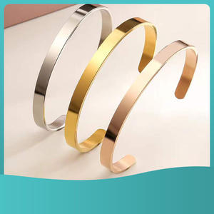 Bracciale da donna con incisione in acciaio inossidabile 316L gioielli ispirati personalizzati bracciale da uomo aperto in metallo semplice argento bianco - Product Image 2