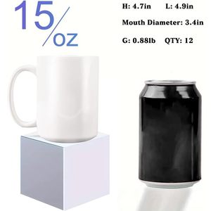 12 Pack 15oz Ceramic Sublimation <b>Mugs</b> Blanks White Bulk With Gift <b>Boxes</b> For Business Gifts - Product Image 2