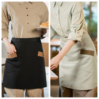 Tablier court imperméable en toile avec logo personnalisé et 3 poches pour serveur, serveuse ou pâtissier
