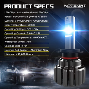Novsight A397-F03 Bán Chạy Đèn Pha Led H4 H7 H11 9005 9006 35W 7500LM 6000 Ánh Sáng Trắng Công Suất Cao Với Quạt Đèn Pha Led - Product Image 5