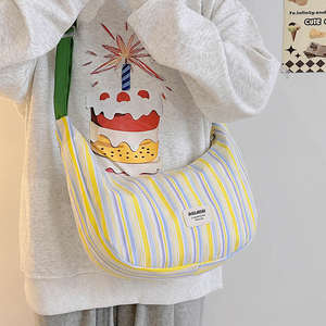 Sac bandoulière décontracté de grande capacité, style simple, sac à dumplings, nylon imperméable, fermeture éclair, polyester, sac pour femmes - Product Image 1