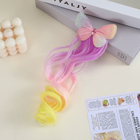 En gros Pinces à cheveux nœud pour enfants, Pinces à cheveux perruque bouclée dégradée, Accessoires capillaires mignons pour filles pour fêtes et spectacles