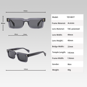 Best Selling Rectangle Polarized Shades Custom Logo Retro Square Acetate Sunglasses OEM ODM <strong>Grey</strong> <strong>Frame</strong> for Women Men Outdoor - Product Image 4