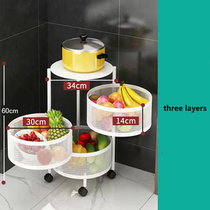 Xoay lưu trữ Kệ tròn giá cho nhà bếp, nhiều lớp lưu trữ giá, có thể tháo rời Rau giỏ trái cây Kệ trên cán - Product Image 4