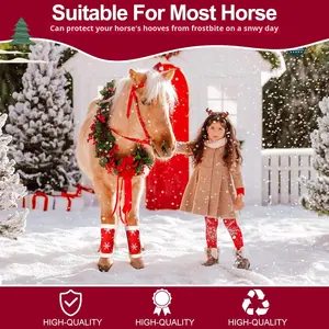 Bottes de protection confortables et écologiques pour chevaux, motif flocon de neige de Noël, style ample, en velours bouclé, pour défilés - Product Image 3