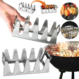 Wholesale Portable Camping Freestanding Bbq Grill Stainless Steel Spareribs Holder Bbq Grill For Beef Steak Multi Grill Rack