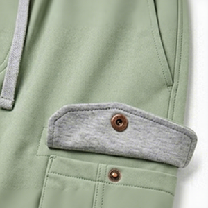 <b>Men</b> <b>Cargo</b> Sweatpants <b>Green</b> Gray Color Blocked Elastic Waist Drawstring Closure Multiple Pockets Casual Joggers Autumn Wear - Product Image 6