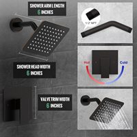 Robinet de douche en laiton ORB 6 pouces, ensemble de douche carré à jet de pluie à poignée unique, design moderne, cartouche en laiton, garantie 5 ans