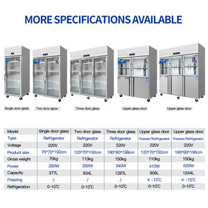 Réfrigérateur à porte en verre commercial en gros Réfrigérateur de restaurant Équipement de réfrigération - Product Image 3
