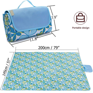 Portable <b>Foldable</b> Picnic Mat 200x145cm Floral Pattern Oxford Fabric Outdoor Camping Blanket Reusable All Seasons - Product Image 1