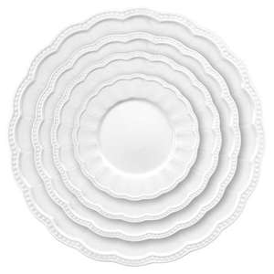 Juego de <span class=keywords><strong>vajilla</strong></span> <span class=keywords><strong>blanca</strong></span> en <span class=keywords><strong>relieve</strong></span> de estilo francés al por mayor, platos cargadores de encaje romántico, <span class=keywords><strong>vajilla</strong></span> de boda en <span class=keywords><strong>relieve</strong></span> de cerámica - Product Image 1