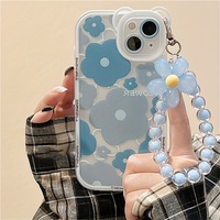 Adorable sangle de téléphone transparente 3D à motif floral, commande en gros, livraison mondiale, coques de téléphone pour iPhone avec grip inclus