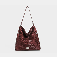 Sac Hobo de Luxe pour Femme à Imprimé Léopard, Sac à Bandoulière et Sac à Main en Velours à Motif Animal Ton sur Ton, Fourre-tout pour Dames